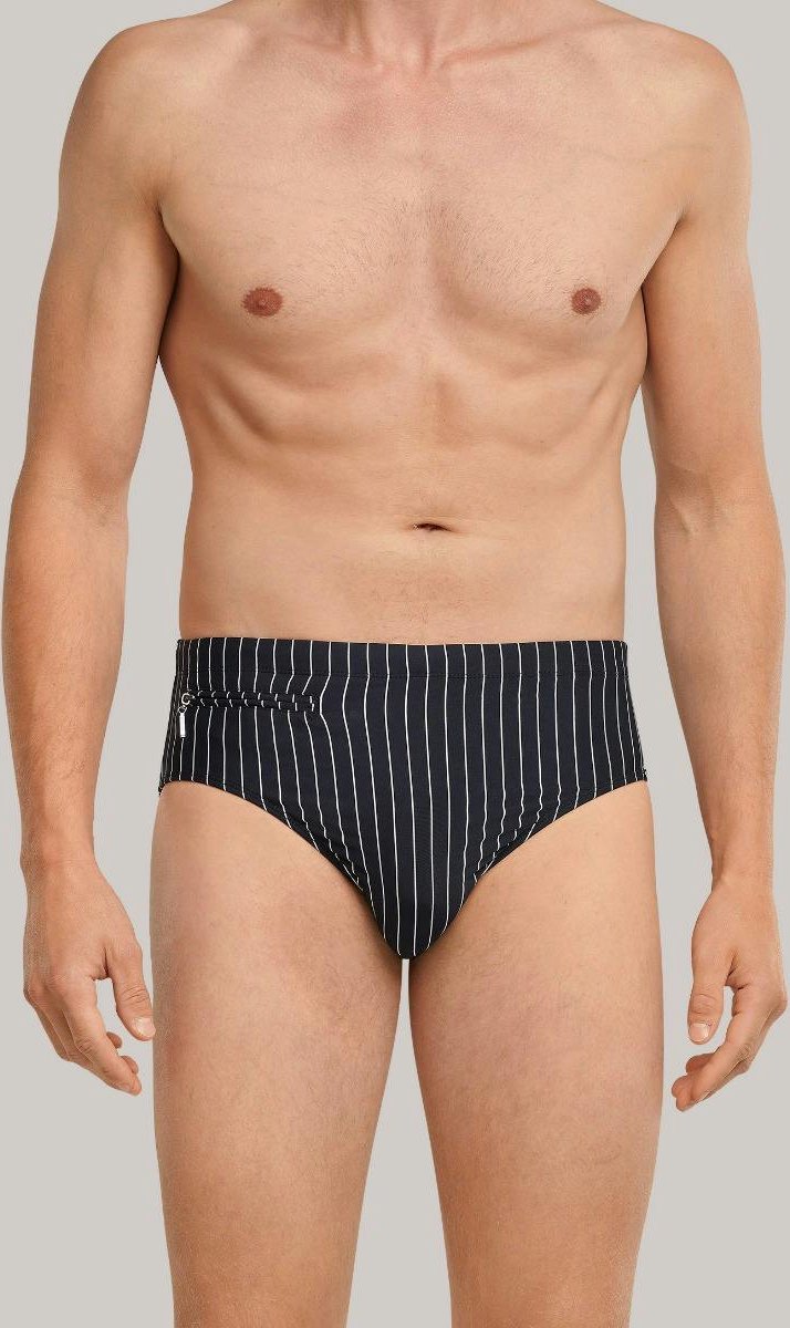 SCHIESSER Nautical Casual heren badkleding - zwemslip met ritszak breiwerk gerecycled strepen zwart — afbeelding 17