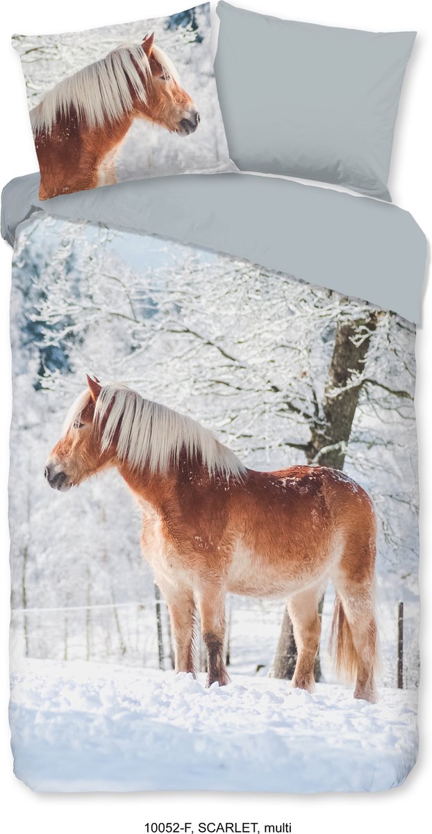 Good Morning dekbedovertrek haflinger paard in de sneeuw - Multi - 100% Katoen flanel