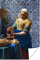 Poster Melkmeisje - Delfts Blauw - Vermeer - Schilderij - Oude meesters - 20x30 cm