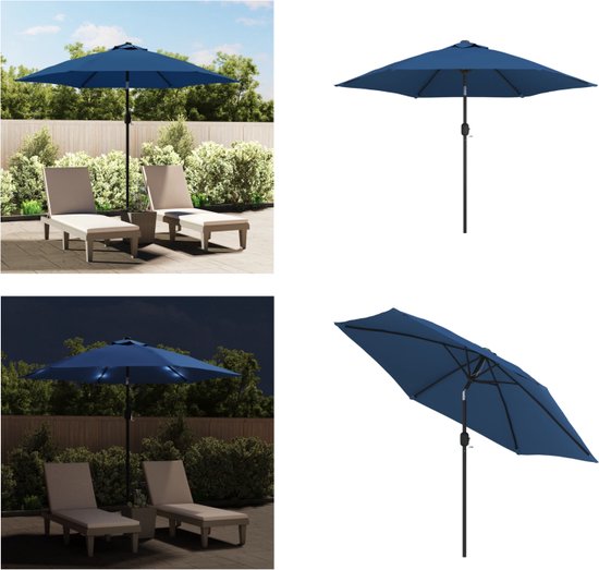 Parasol met houten paal 350 cm blauw kopen
