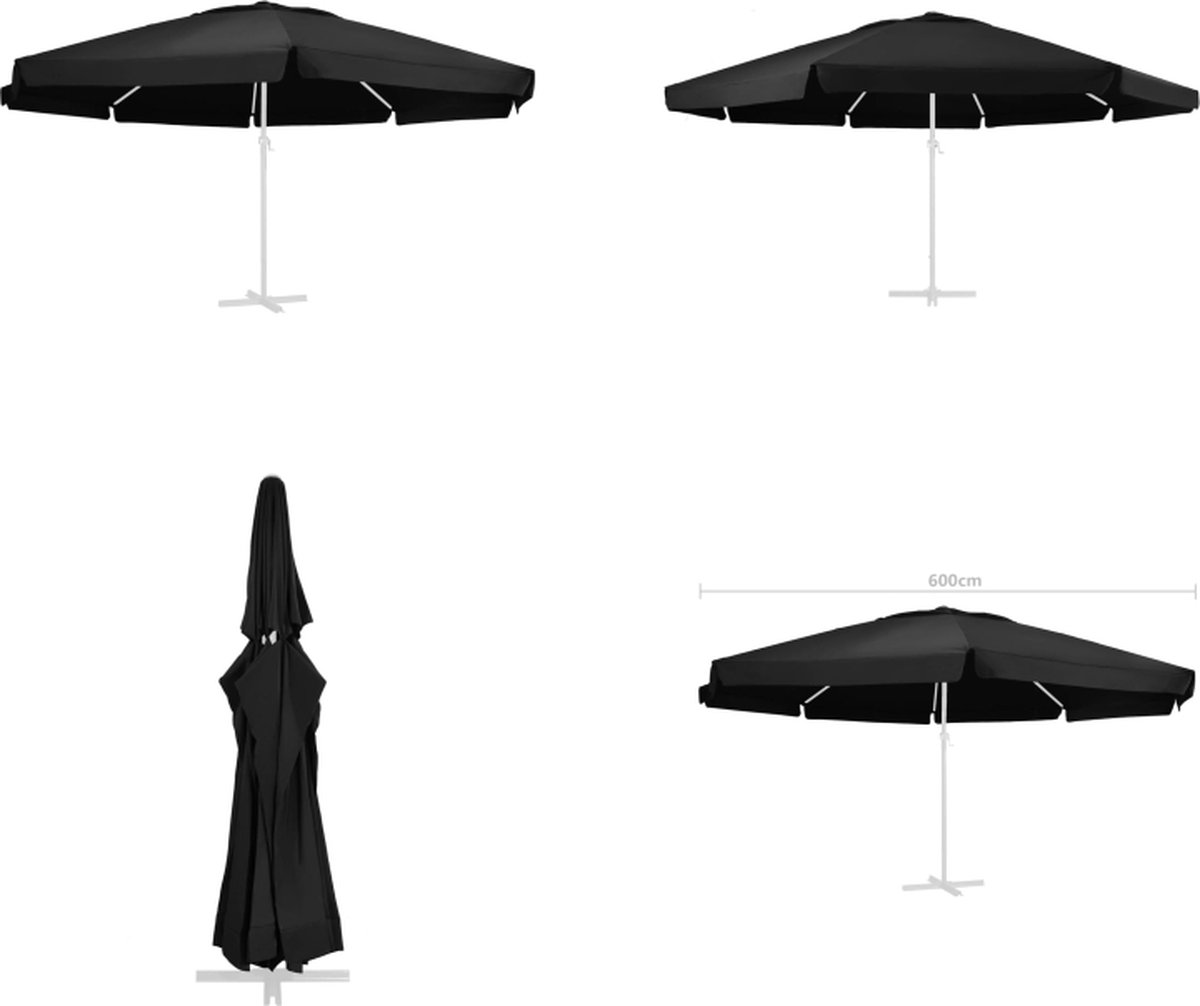 VidaXL Vervangingsdoek voor parasol 600 cm zwart Vervangend Doek Vervangende Doeken Vervangingsdoek Vervangingsdoeken