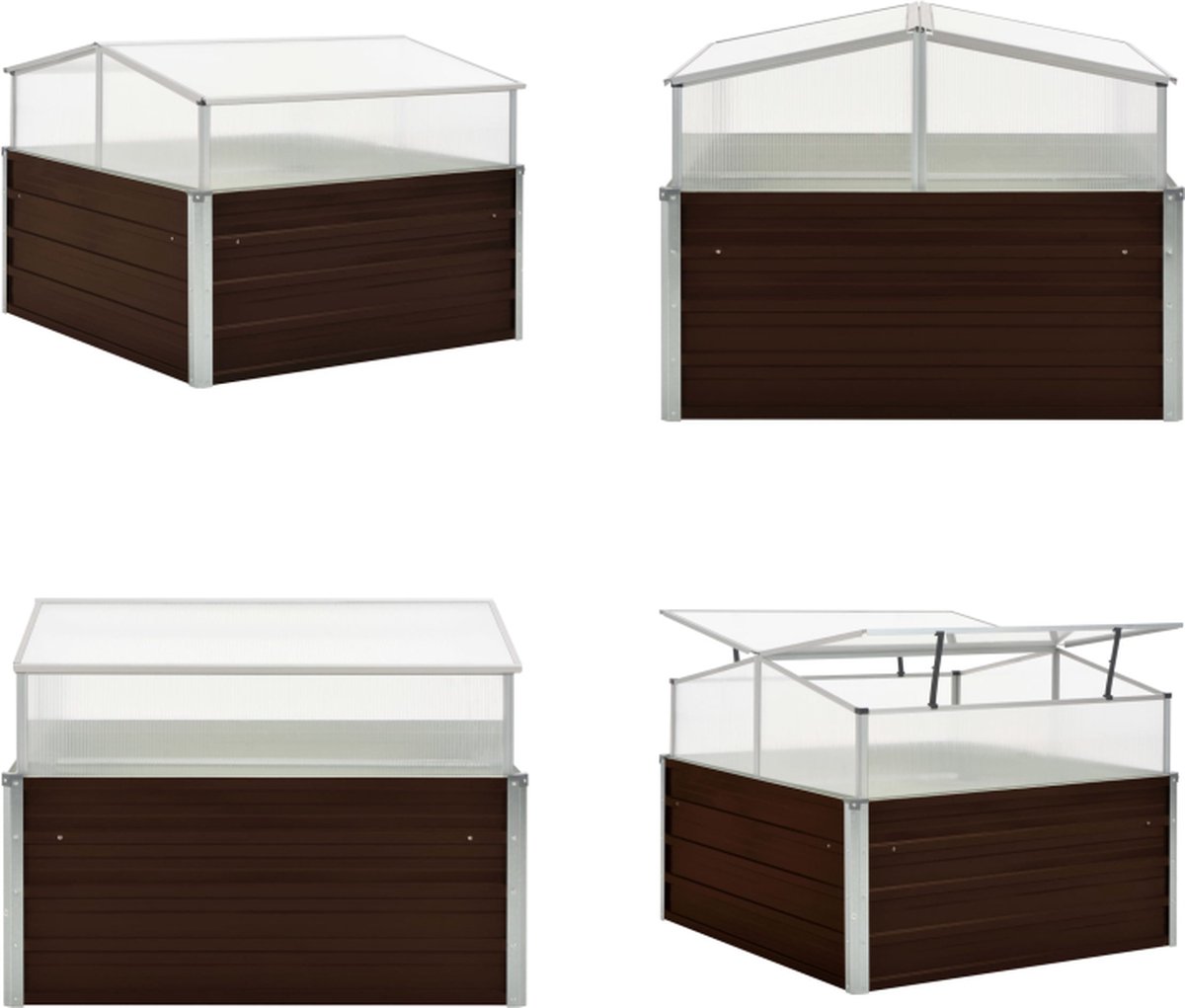 VidaXL Tuinkas 100x100x85 cm gegalvaniseerd staal bruin Tuinkas Tuinkassen Kas Kassen