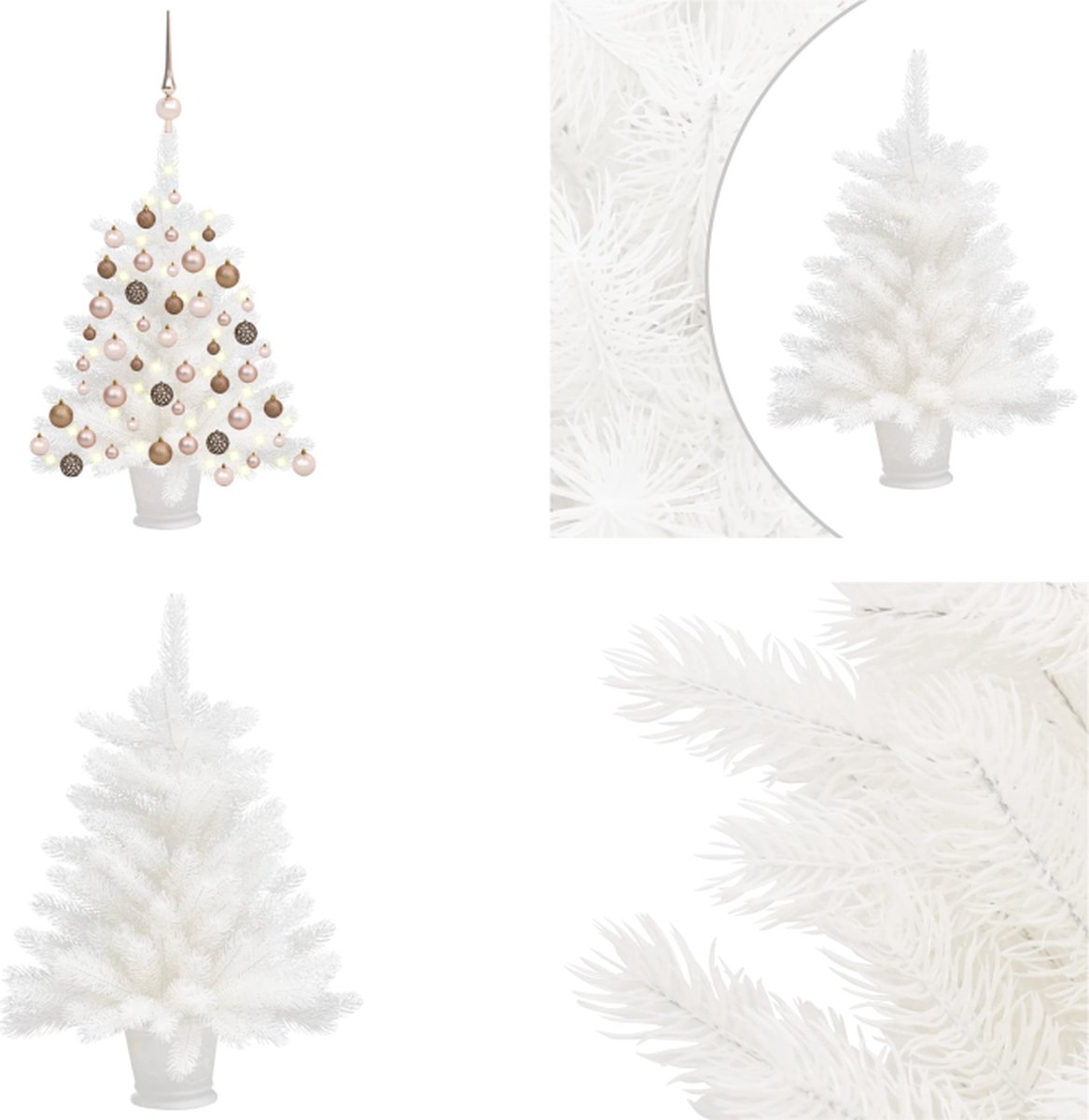 vidaXL Kunstkerstboom met LED's en kerstballen 65 cm wit - Kunstkerstboom - Kunstkerstbomen - Kerstboom - Kerstdecoratie