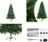 vidaXL Kunstkerstboom met LED's en kerstballen 150 cm groen - Kunstkerstboom - Kunstkerstbomen - Kerstboom - Kerstdecoratie