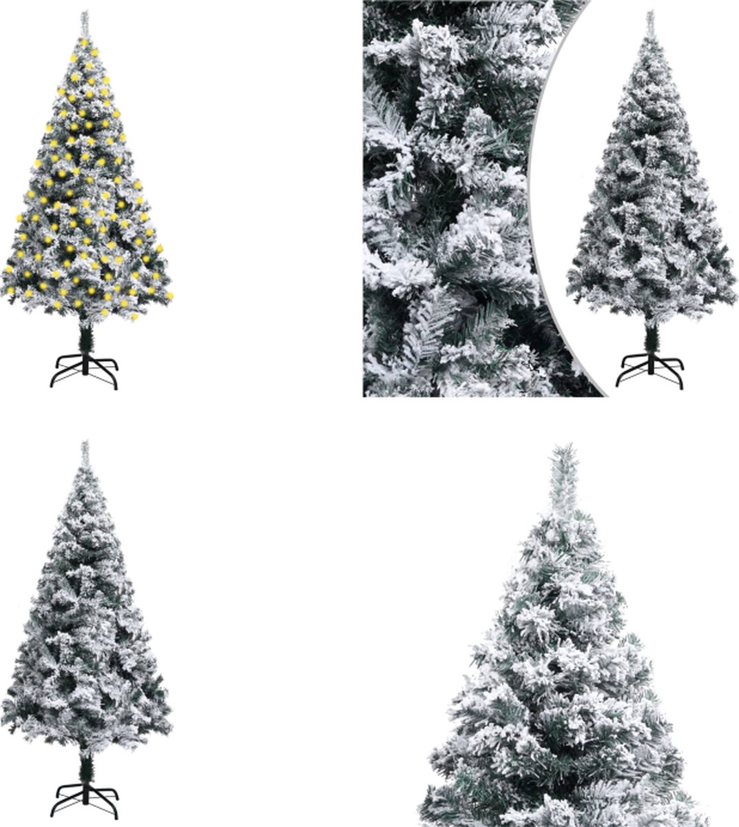 vidaXL Kunstkerstboom met LED's en sneeuwvlokken 240 cm groen - Kunstkerstboom - Kunstkerstbomen - Kerstboom - Kerstdecoratie
