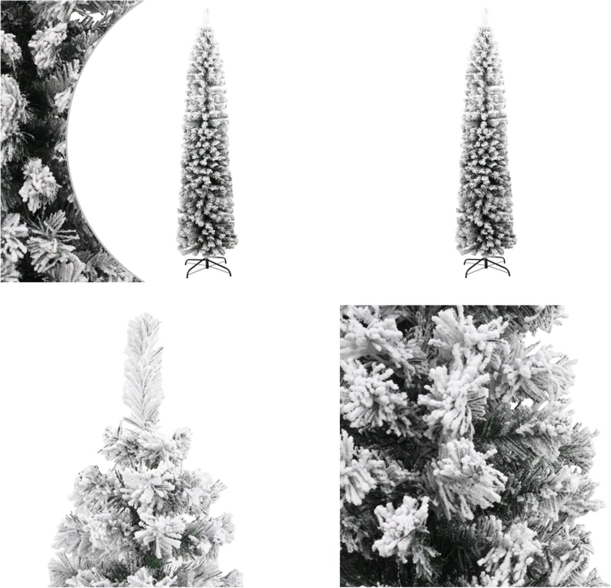 vidaXL Kunstkerstboom met sneeuw smal 180 cm PVC groen - Kunstboom - Kunstbomen - Kunstkerstboom - Kunstkerstbomen
