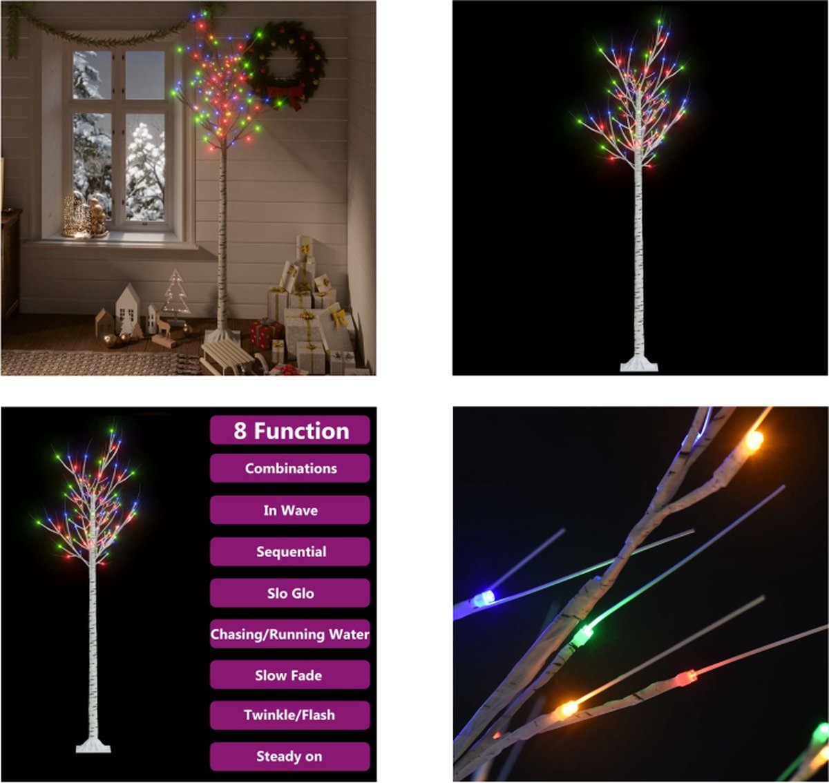 vidaXL Kerstboom wilg met 180 LED's binnen en buiten 1-8 m meerkleurig - Kerstboom - Kerstbomen - Wilg - Wilgen