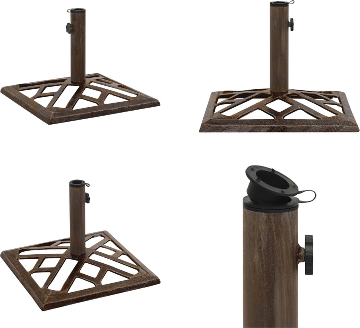 VidaXL Parasolvoet 44x44x31 cm gietijzer bronskleurig Parasolvoet Parasolvoeten Parasol Voet Parasol Voet