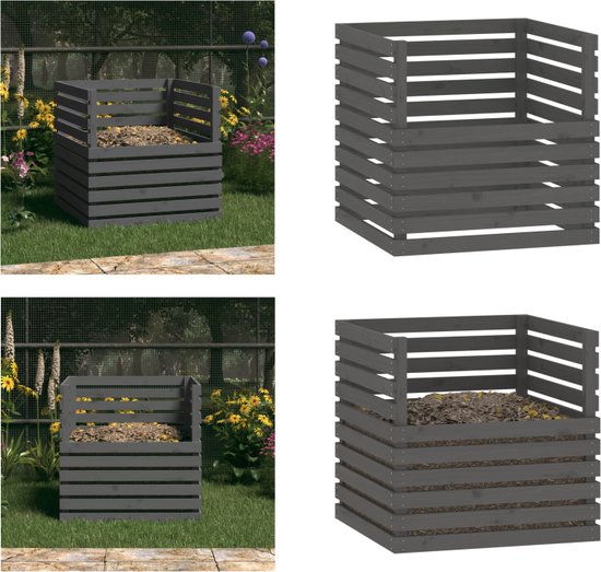 vidaXL Compostbak 80x80x78 cm massief grenenhout grijs - Compostbak ...