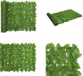 vidaXL Balkonscherm met groene bladeren 400x100 cm - Balkonscherm - Balkonschermen - Privacyscherm - Privacyschermen