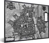 Cadre photo avec affiche Zwart Wit- Carte - Maastricht - Zwart Wit - 80x60 cm - Cadre pour affiche - Plan de la ville