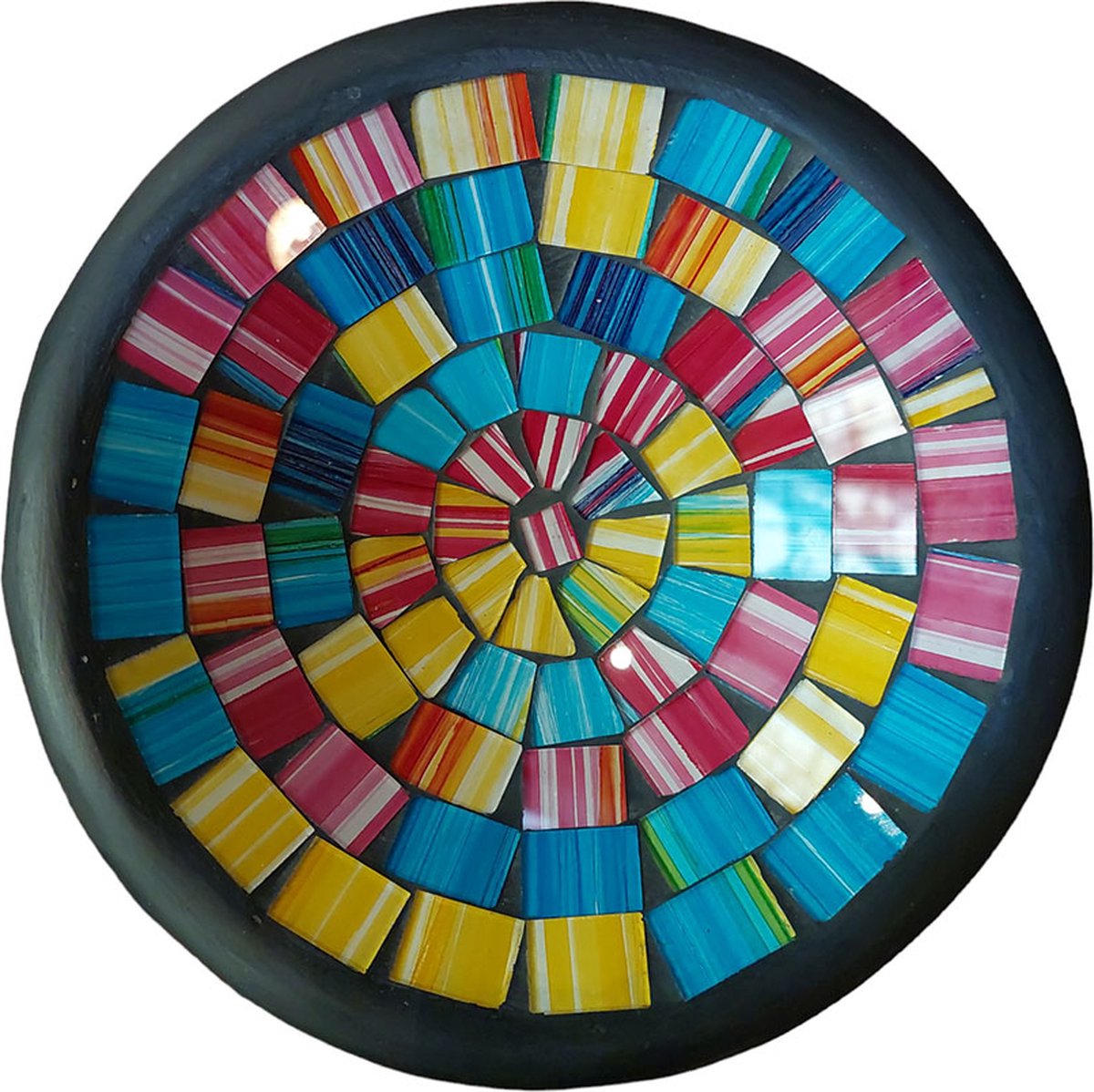 Floz Design aardewerk schaal - vele doeleinden geschikt - presenteerschaal - decoratief schaaltje - glasmozaiek - 20 cm - fairtrade