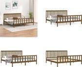 vidaXL Bedframe met hoofdbord grenenhout honingbruin 200x200 cm - Bedframe - Bedframes - Tweepersoonsbed - Bed