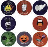 40 Halloween Stickers - 5 stuks per motief - Spin met web/Mummie/Pompoen/Vleermuizen/Uil/Snoep/Aliëns/Kat - Doorsnede 2,5 cm