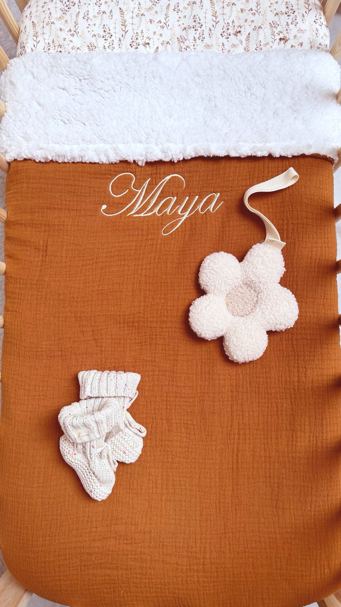 Deken | Teddy-hydrofiel | Cognac | Gepersonaliseerd | Oeko-tex