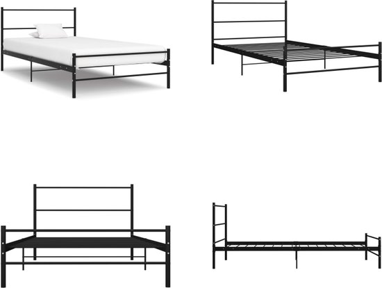 vidaXL Bedframe metaal zwart 100x200 cm - Bedframe - Bedframes - Eenpersoonsbed - Eenpersoonsbedden