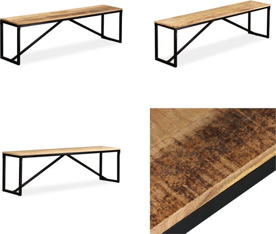 VidaXL Massief Mangohout Bankje 110 Cm - Industriële Halbank Met Stalen Poten