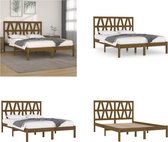 vidaXL Bedframe massief grenenhout honingbruin 200x200 cm - Bedframe - Bedframes - Tweepersoonsbed - Bed