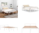 vidaXL Bedframe massief grenenhout wit 150x200 cm 5FT king - Bedframe - Bedframes - Seniorenbed - Bed