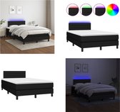 vidaXL Boxspring met matras en LED stof zwart 120x200 cm - Boxspring - Boxsprings - Bed - Slaapmeubel