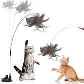 Kattenspeelgoedset, kattenspeelgoed pakket, interactief kattenspeelgoed veren, katten speelgoed huisdieren traktatie bal hond kat (A-bruine veer)