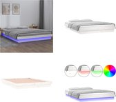vidaXL Bedframe LED massief hout wit 120x200 cm - Bedframe - Bedframes - Eenpersoonsbed - Bed
