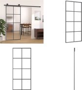 vidaXL Schuifdeur 90x205 cm aluminium en ESG-glas zwart - Aluminium Deur - Aluminium Deuren - Deur - Deuren