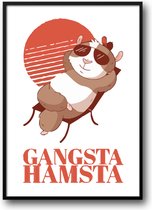 Gangsta hamsta fotolijst met glas 40 x 50 cm - Prachtige kwaliteit - gangster - hamster - stoer - Harde lijst - Glazen plaat - inclusief ophangsysteem - Grappige Poster - Foto op hoge kwaliteit uitgeprint