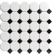 La Mosaic Factory Paris 5,6x5,6x0,6cm et 2,3x2,3x0,6cm carrelage mural pour intérieur et extérieur autre céramique blanc avec noir