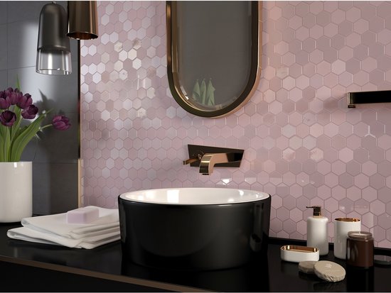 Foto: The mosaic factory valencia hexagon wandtegels tegels 27 8x32 5x0 5cm roze 1 m 10 vellen