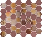 The Mosaic Factory Valencia mozaïektegel 4.3x4.9x0.5cm hexagon burgundy mat en glans voor wand en vloer en voor binnen en buiten vorstbestendig