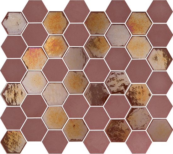 Foto: The mosaic factory valencia hexagon wandtegels tegels 27 8x32 5x0 5cm burgundy 1 m 10 vellen