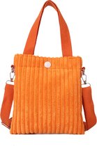 Mini Schoudertas - Corduroy Oranje | Ribfluweel | 20,5 x 19 x 0.5 cm | Fashion Favorite