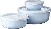 Lumina Boîte de rangement, set de 3 pièces, récipients alimentaires avec couvercle pour koelkast, congélateur, cuiseur vapeur et micro-ondes, 250 ml, 750 ml et 1500 ml, bleu nordique