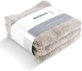 Zeepdoekjes, set van 3 stuks, 30 x 30 cm, hoogwaardige, zachte en absorberende mini-handdoeken in premium kwaliteit, 100% natuurlijk katoen (zandgrijs)