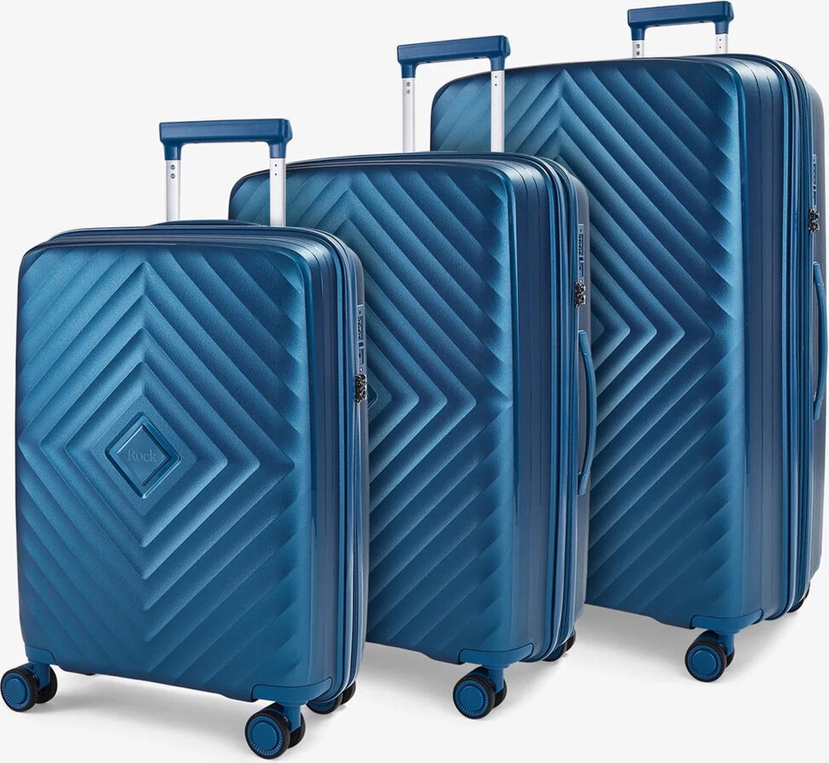 Koffer set 3-delig - Rock® - Trolley met TSA slot - Dubbel Rits - PP silicone reiskoffer - 360 draai wielen