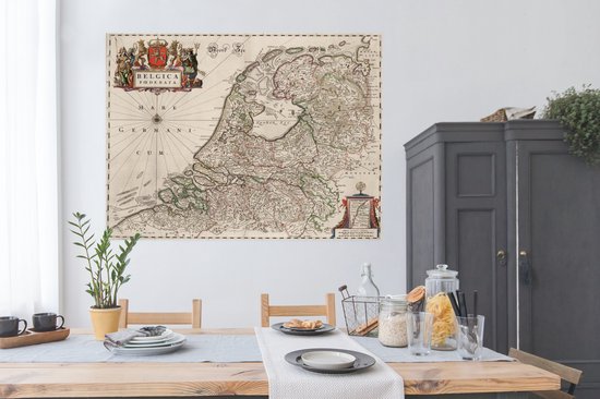 Ancienne carte des Pays-Bas et de la Belgique Poster 160x120 cm - Tirage photo sur Poster (décoration murale salon / chambre) XXL / Grand format!