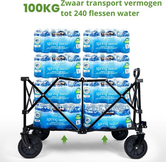 Bolderkar - Inklapbaar - Belastbaar tot 100 kg 200L - Extra Grote Bolderwagen - 92x55x112cm XL - met Regenhoes - Opvouwbaar - 360 Handsvat — afbeelding 4