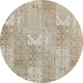 Vintage rond vloerkleed - Patchwork - Tapijten woonkamer - Lungo Crème - 170cm ø