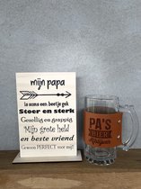 Cadeaupakket Mijn papa tekstbordje + Bierpul Pa's bier / vaderdag / verjaardag / cadeau / vader / cadeautjes / papa