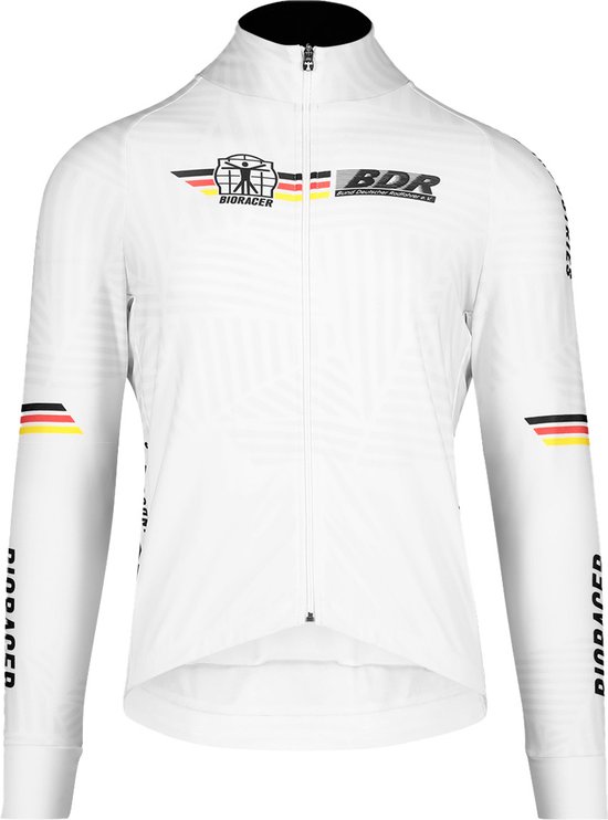 BIORACER Wielershirt Heren lange mouw - Official Team BDR - Model Icon Tempest - Iconische Witte Kleur - Wit - Maat XL - Fietskleding voor Wielrennen