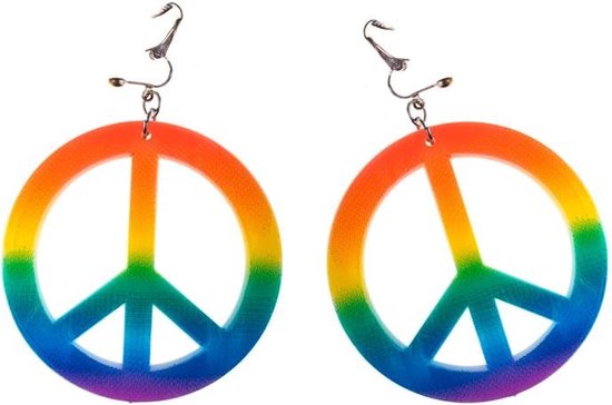 3-delige Hippie Set met Peace Oorbellen | Peace Ketting Zilver voor Dames