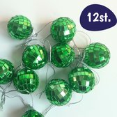 Kerstballen - 3cm - 12 Stuks - Groen - Discobal Kinderen - Discobol - Kerstmis Decoratie - Mini Disco Set