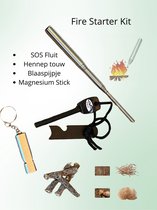 Feswe Vuursteen Staaf Luxe Firestarter - Magnesiumstick Stick - Blaaspijpje - Henneptouw - Outdoor