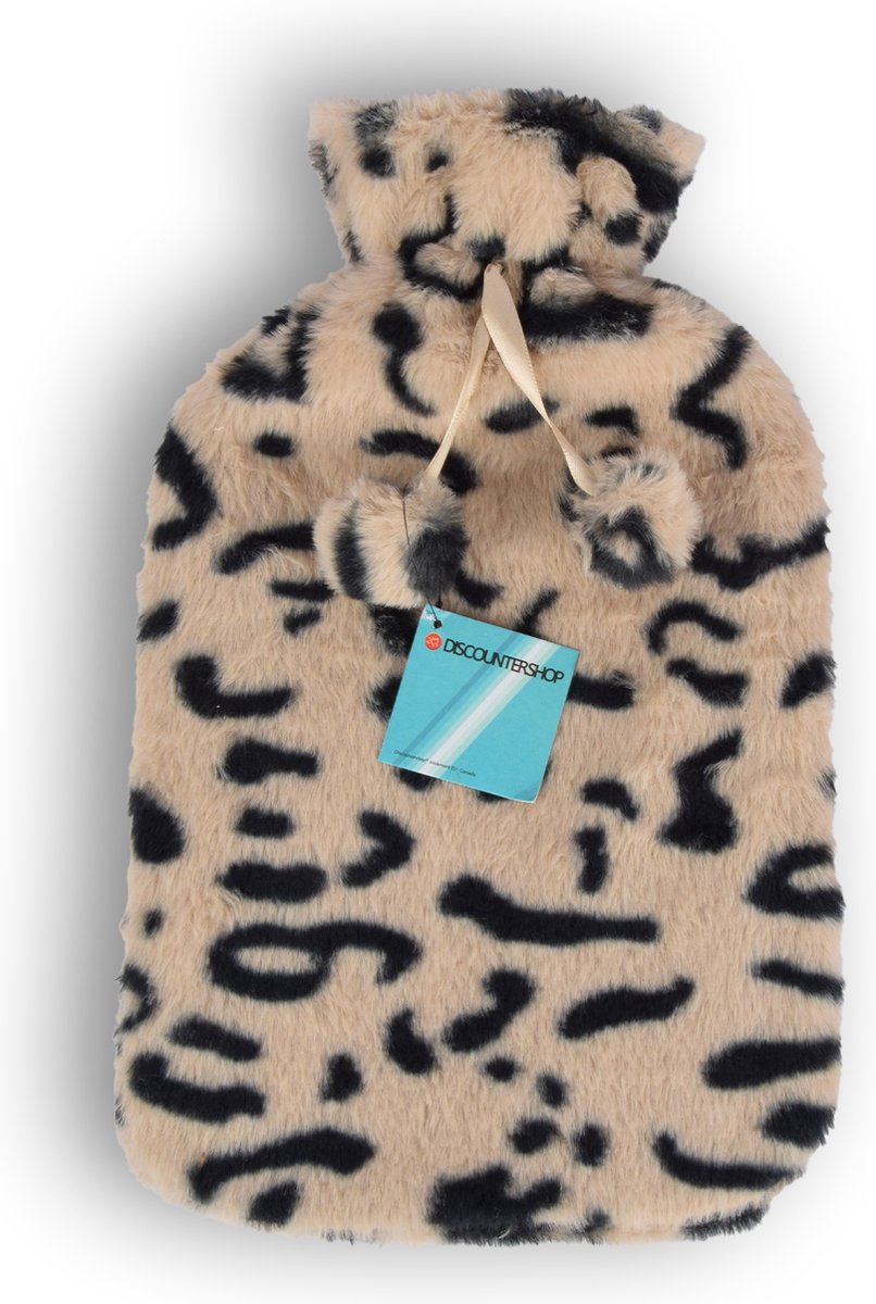 Goedkoopste Discountershop Warmwaterkruik met Zachte Hoes - Cheetah Print - Voor Baby's en Kinderen - 1.75L - 33x20x1.5 cm - Max. 40 Graden - Gezondheid en Comfort