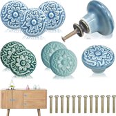 Meubelknoppen Vintage 12 kastknoppen keramische reliëf ornamentknop voor kast enkel gat handvat met schroeven deurknoppen voor dressoirladen