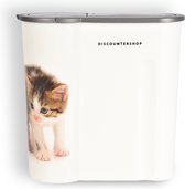 Kattenvoercontainer 4 kg - 4L - Voor Droogvoer - Kunststof - Wit met Kattenafbeelding - Kattenwinkel