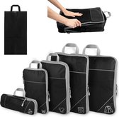 Koffer-organizerset, compressiepacking cubes, koffer, pakzakken, uitbreidbaar, kofferorganizer, reizen, kledingtassen voor koffer, rugzak, bagage (zwart, 6-delig)