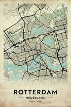 Rotterdam Poster Vintage | Rotterdam Map | Kaart van Rotterdam | Stadposter | 61x91cm | Wanddecoratie | Muurposter | Geschikt om in te lijsten