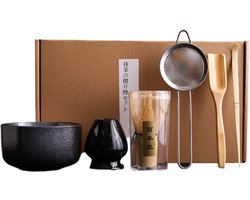Matcha - Matcha thee set met Matcha Poeder– 8 delig - Matcha Klopper - Keramiek – Matcha Kom – Matcha set - Zwart Matcha - Matcha thee set met Matcha Poeder– 8 delig - Matcha Klopper - Keramiek – Matcha Kom – Matcha set - Zwart